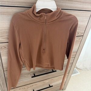 Aritzia Women's Brown Half-Zip Top
